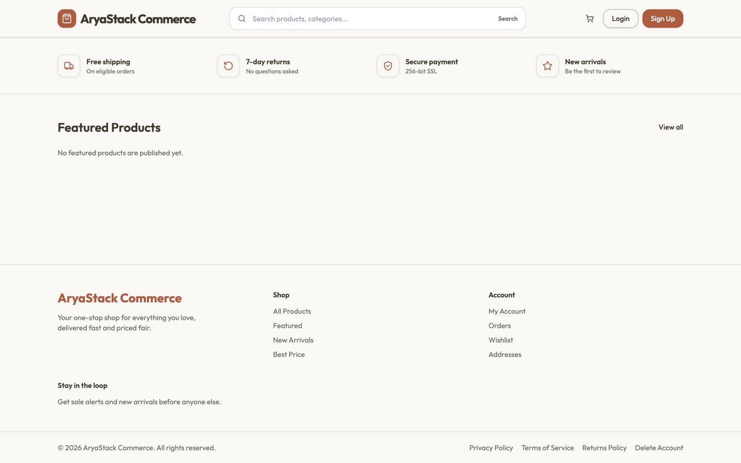 AryaStack Commerce product interface
